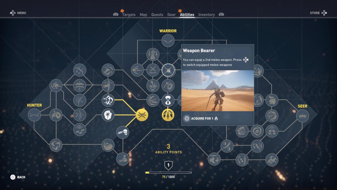 Warrior and Hunter Ability: Weapon Bearer/Bow Bearer (Each Requires 1 Ability Point)